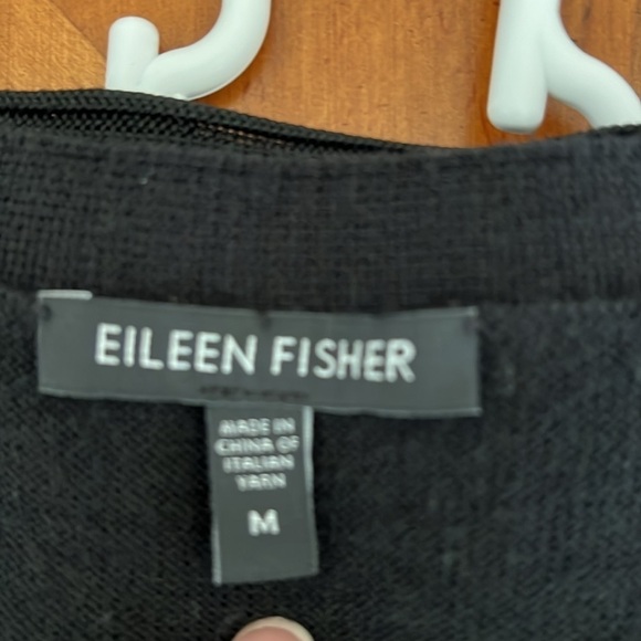 Like New Eileen Fisher Black Cardigan Sz M 100% Merino Wool - Picture 3 of 5
